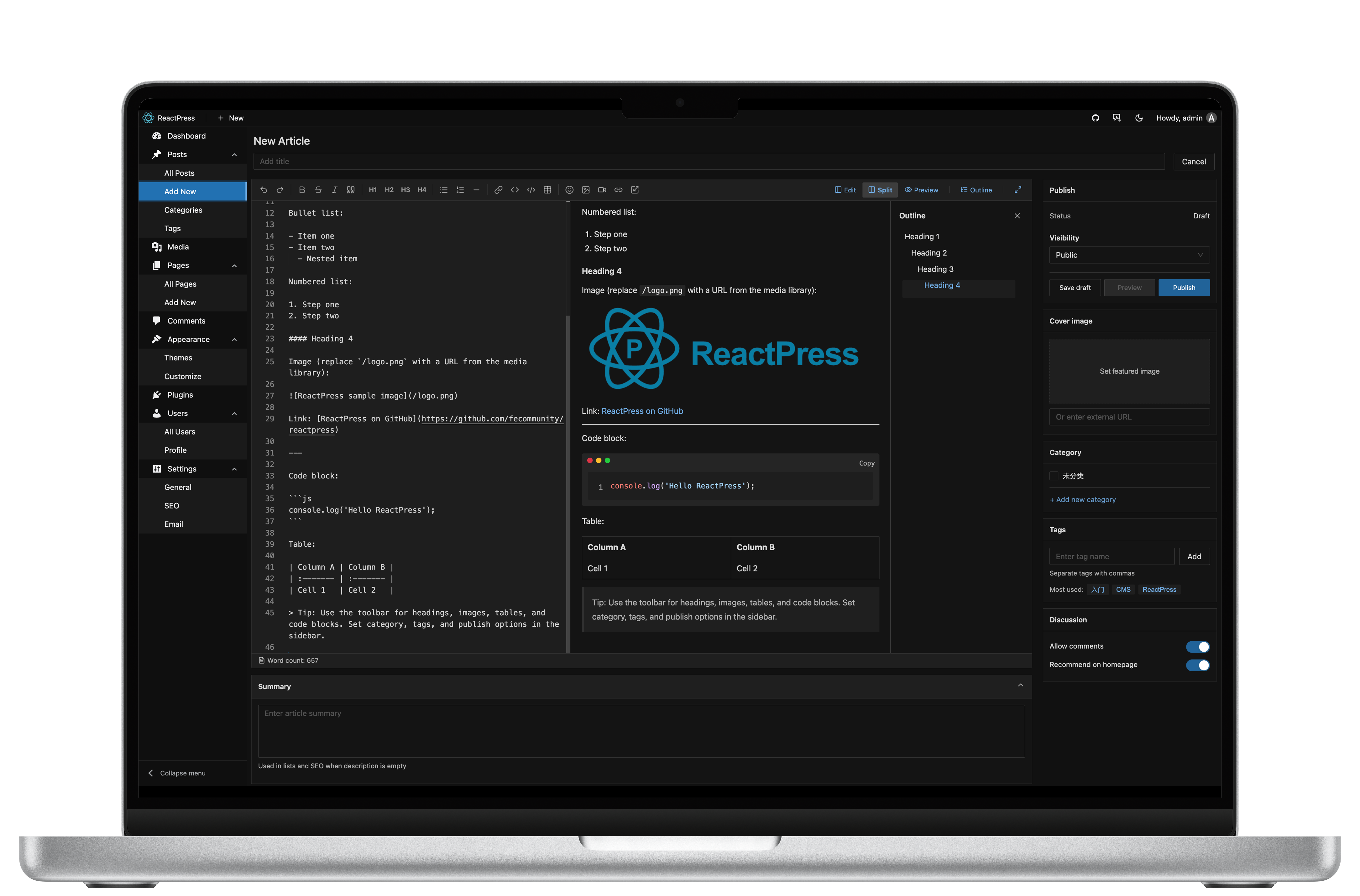 ReactPress — Publish with React. Ship like WordPress.